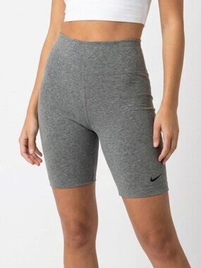 Nike Leg-A-See Gray Heather Cotton Blend Bike Shorts Size S Small